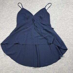 Alton Gray‎ Top Women XS Blue Layered Ruffle V-Neck Sleeveless Spaghetti Strap